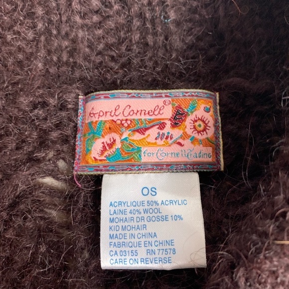 April Cornell For Cornell Trading Womens OS Brown Cable Knit Shawl Poncho Fringe - Picture 3 of 12